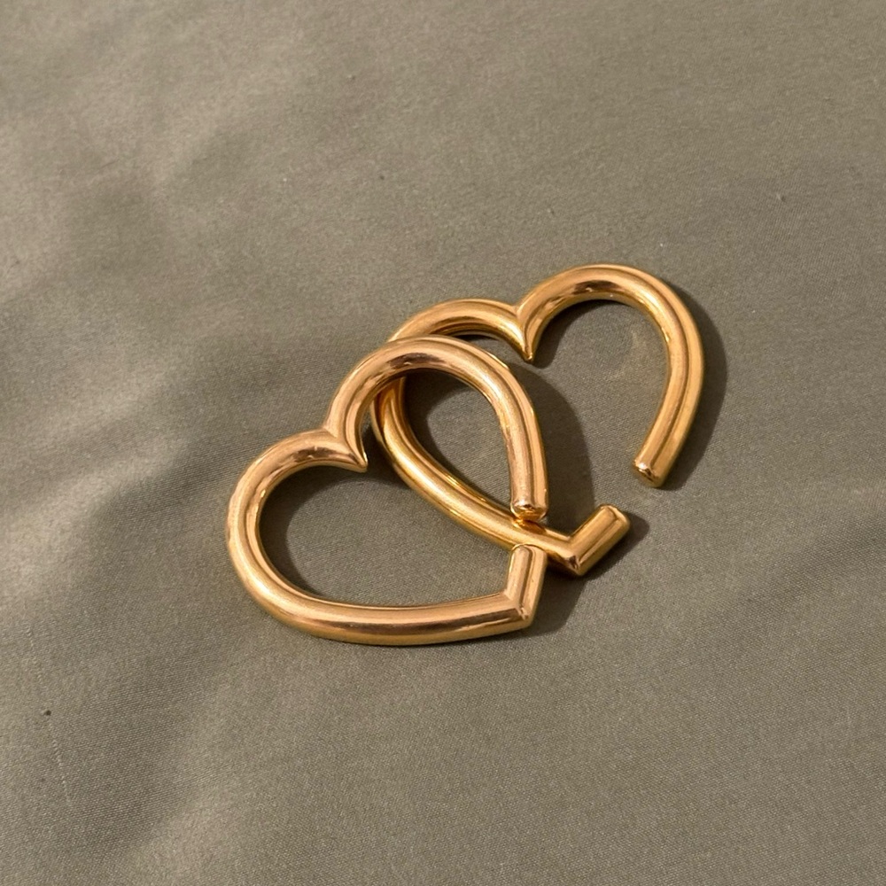 Gold Heart-Shaped Ear Weights / Hangers for stretched ears / gauges / tunnels